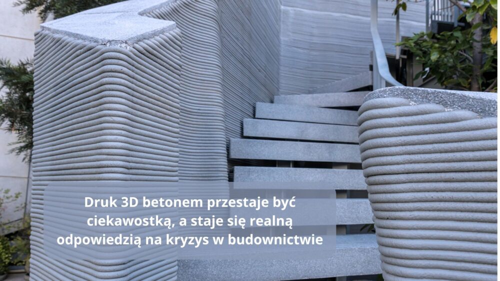 Beton, który wychodzi z drukarki.